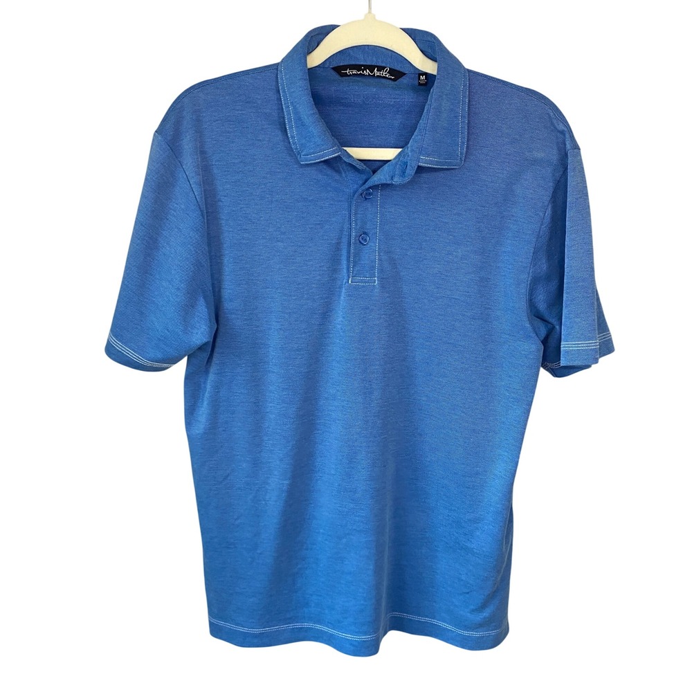 Travis Mathew Mens Blue‎ Short Sleeve Polo Shirt Contrast Stitching Size M